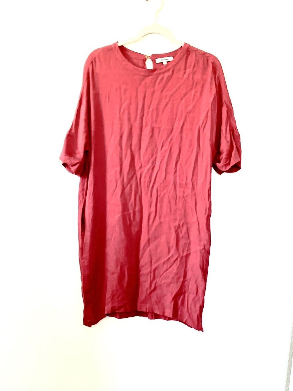 Madewell Journal Side Button Dress Pink Corral Red Rose Size Medium - Picture 2 of 9